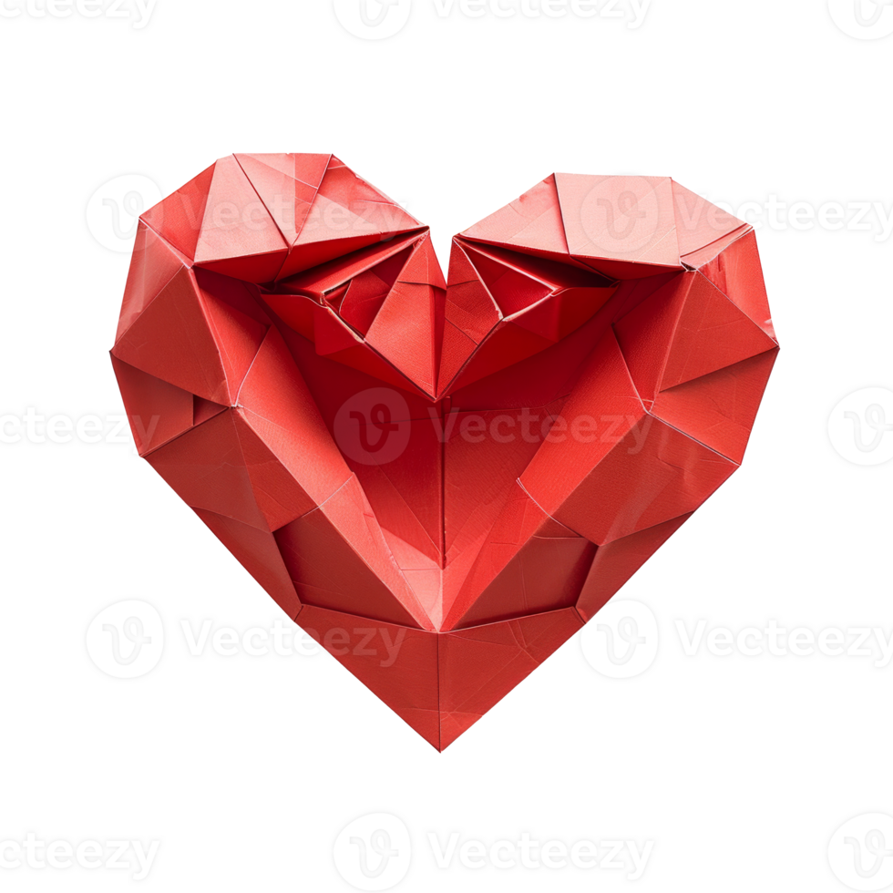 Red origami heart symbolizing love and creativity in paper art png