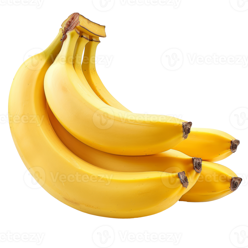 Fresh bunch of yellow bananas isolated on a transparent background png