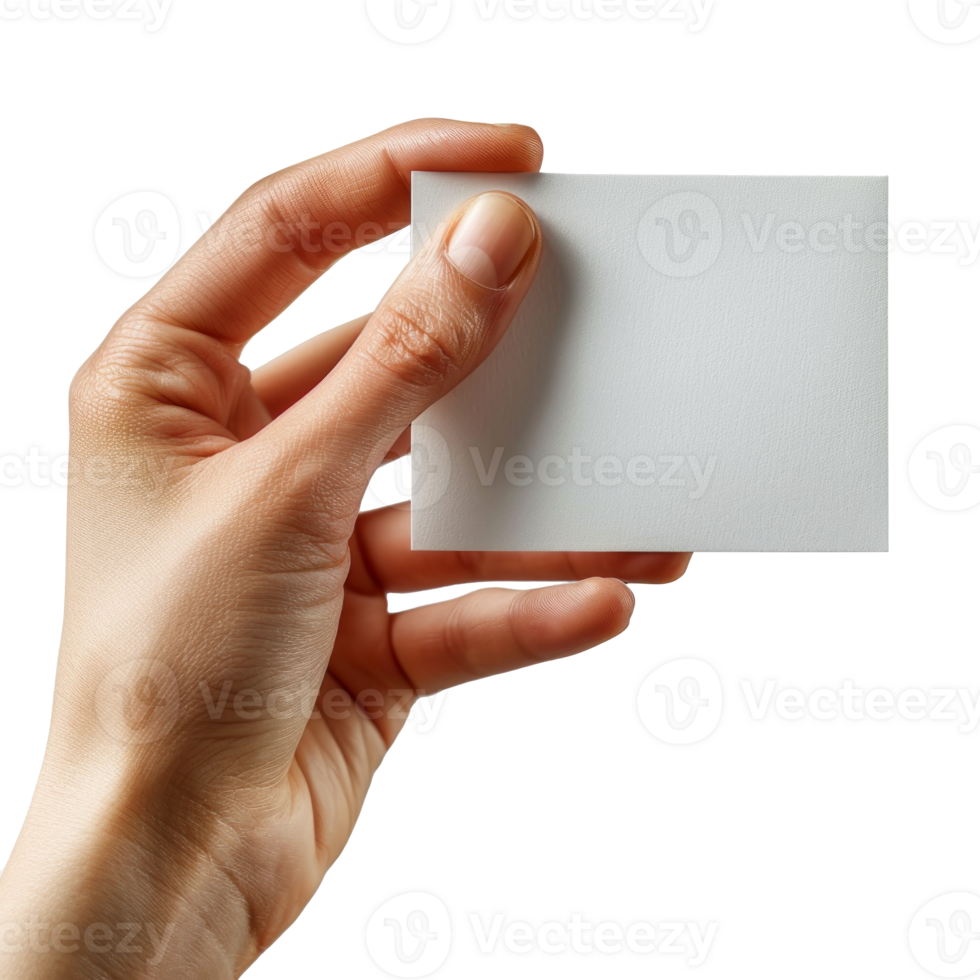 A hand holding a blank card for presentation or mockup use png