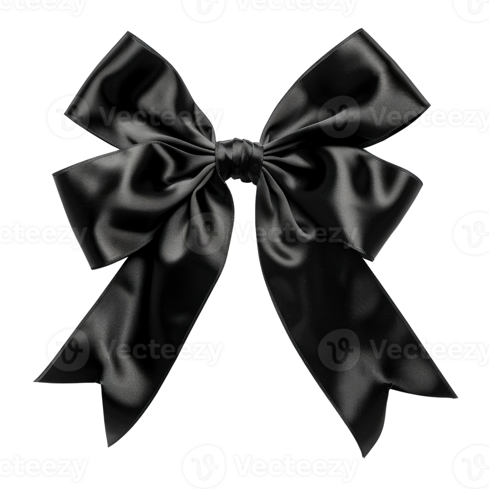 A stylish black satin bow ribbon perfect for gifts and decorations. png