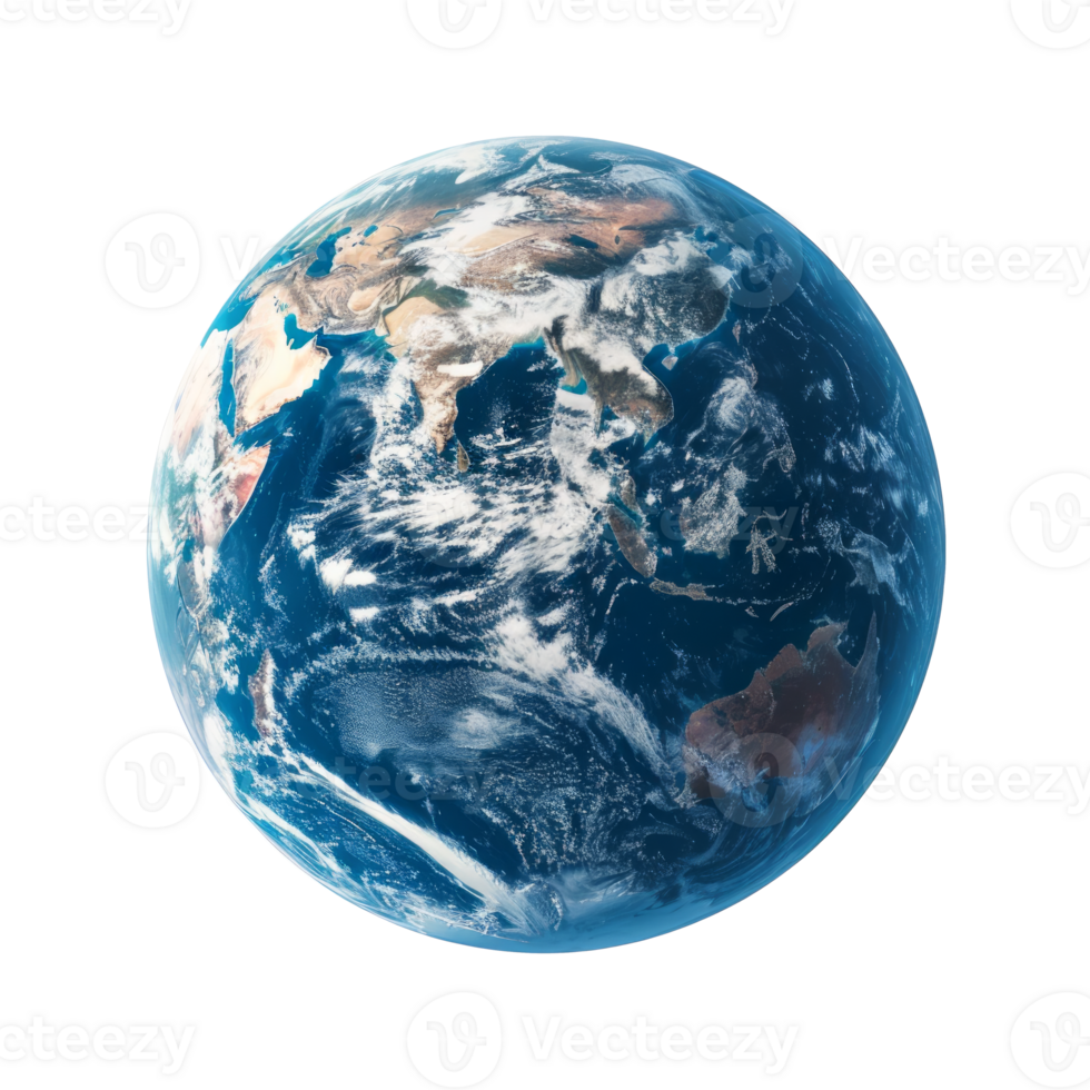 A detailed view of Earth from space showcasing continents and oceans. png