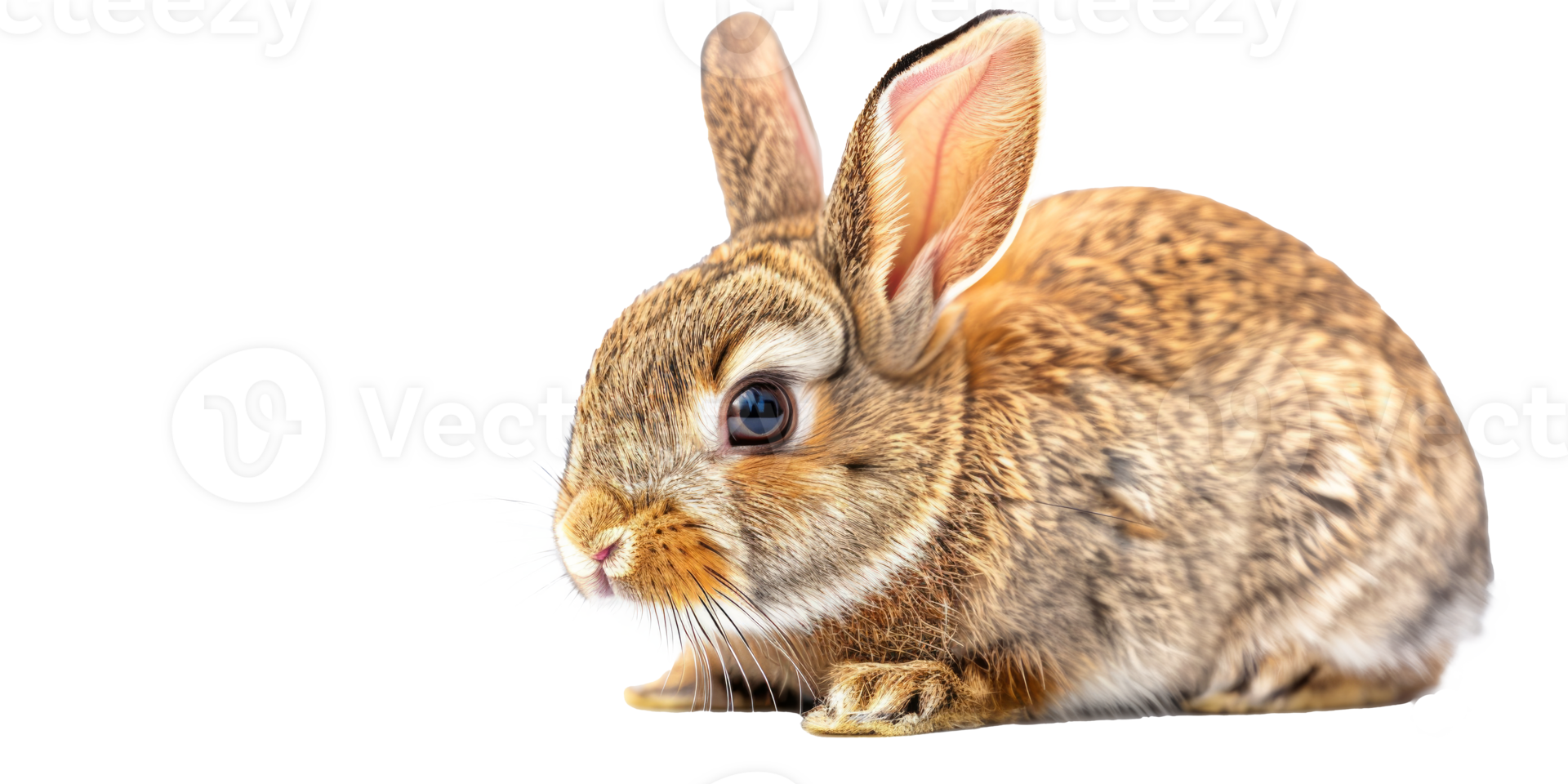 Cute rabbit with fluffy fur sitting on a transparent background png