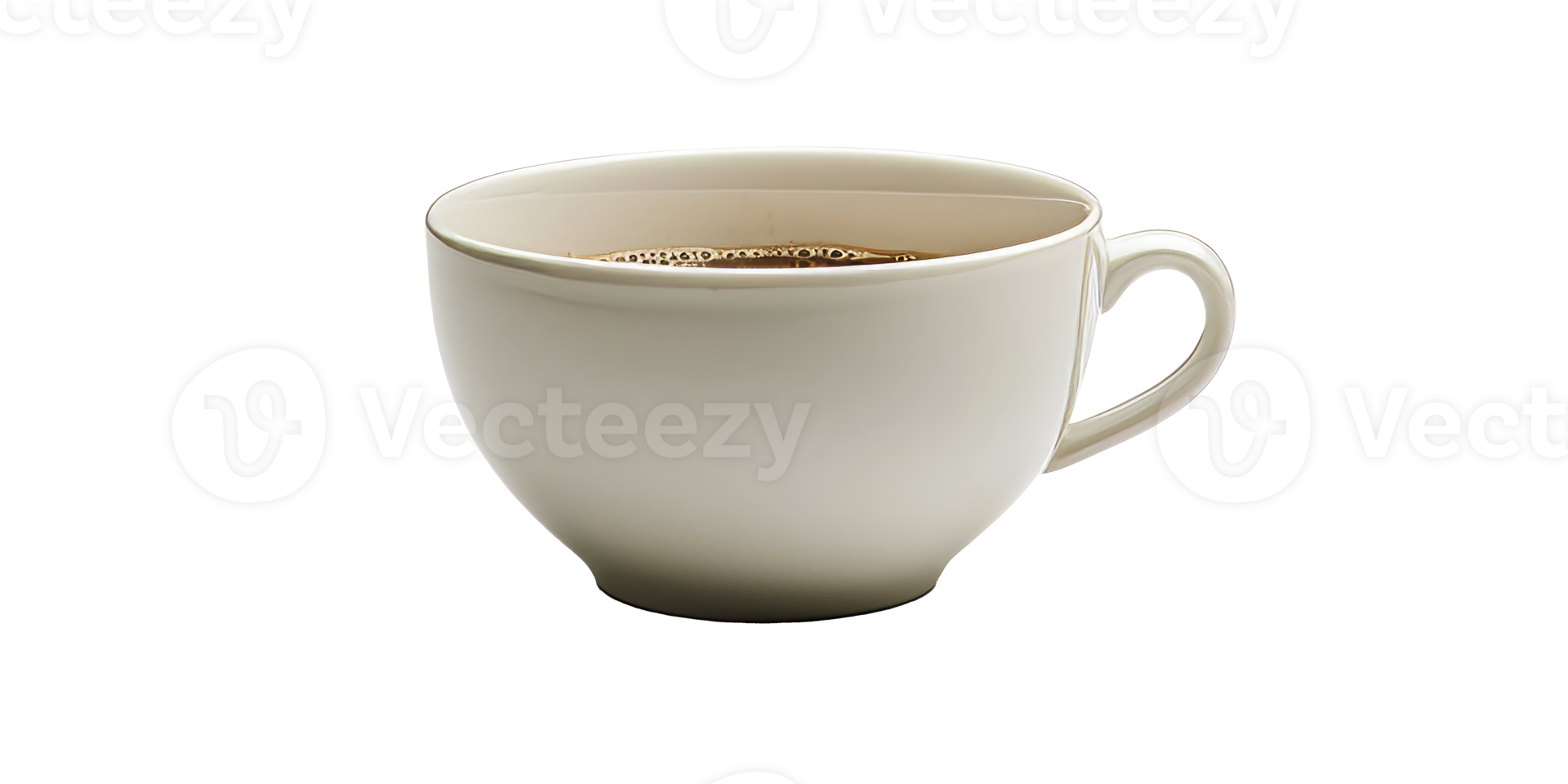 A simple white ceramic coffee cup filled with hot beverage png