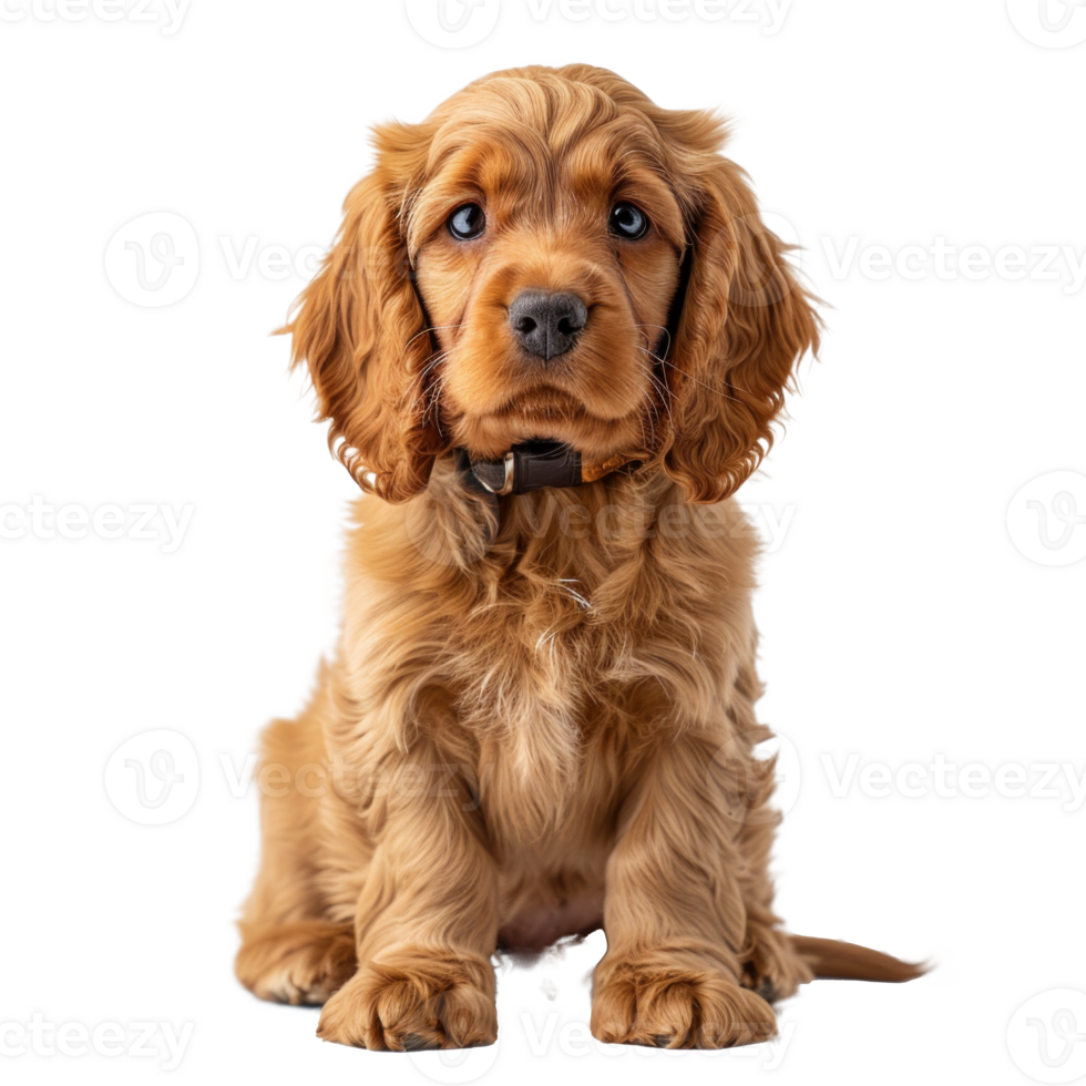 A cute brown cocker spaniel puppy sitting isolated on a white background png