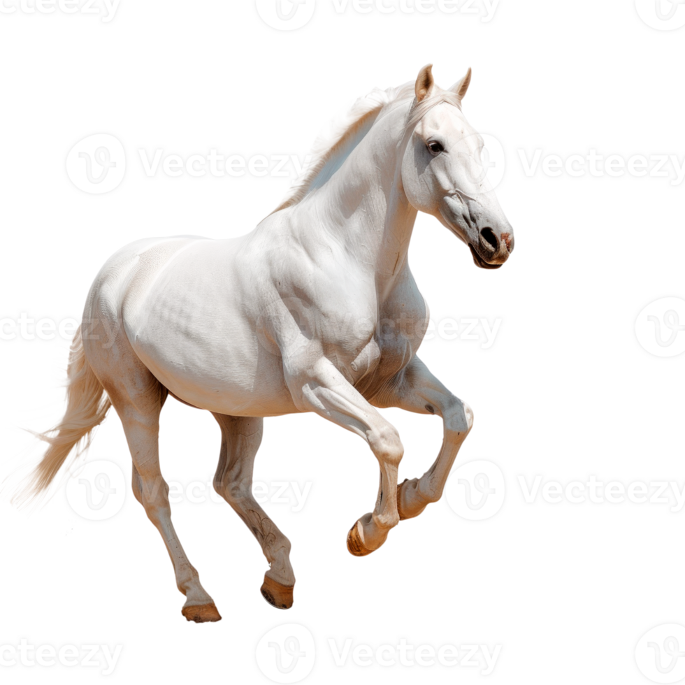 A majestic white horse running gracefully in motion png