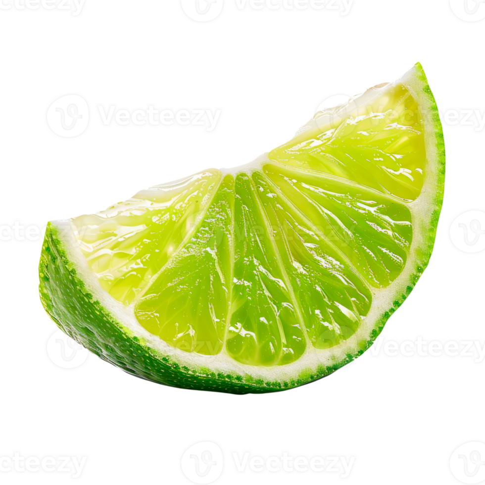 Fresh green lime slice isolated on transparent background for culinary use png