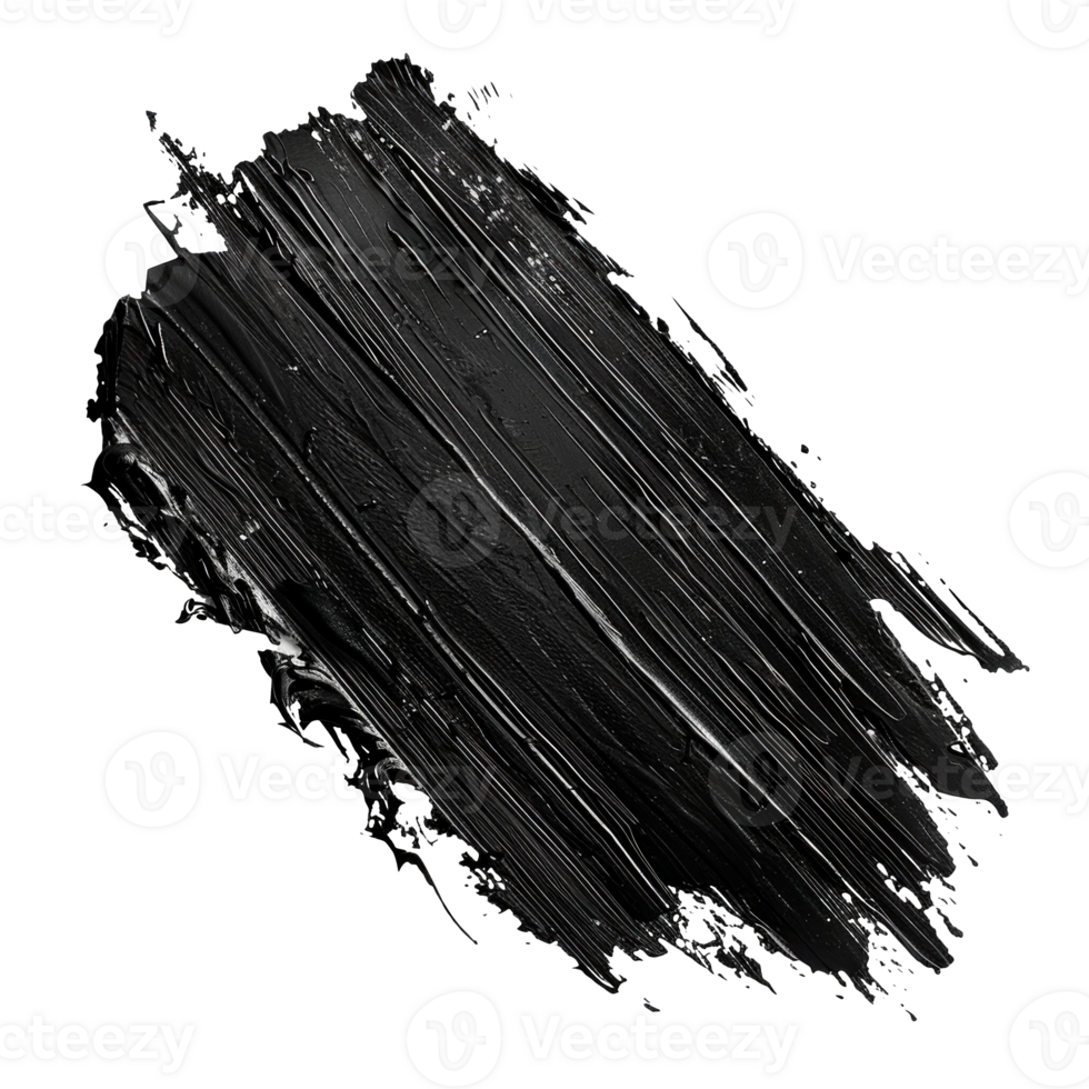 Black paint stroke texture on a transparent background for creative designs png