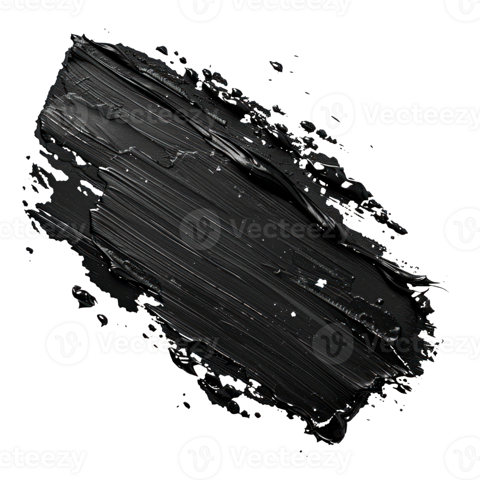 Black paint texture smeared on a transparent background for artistic use png