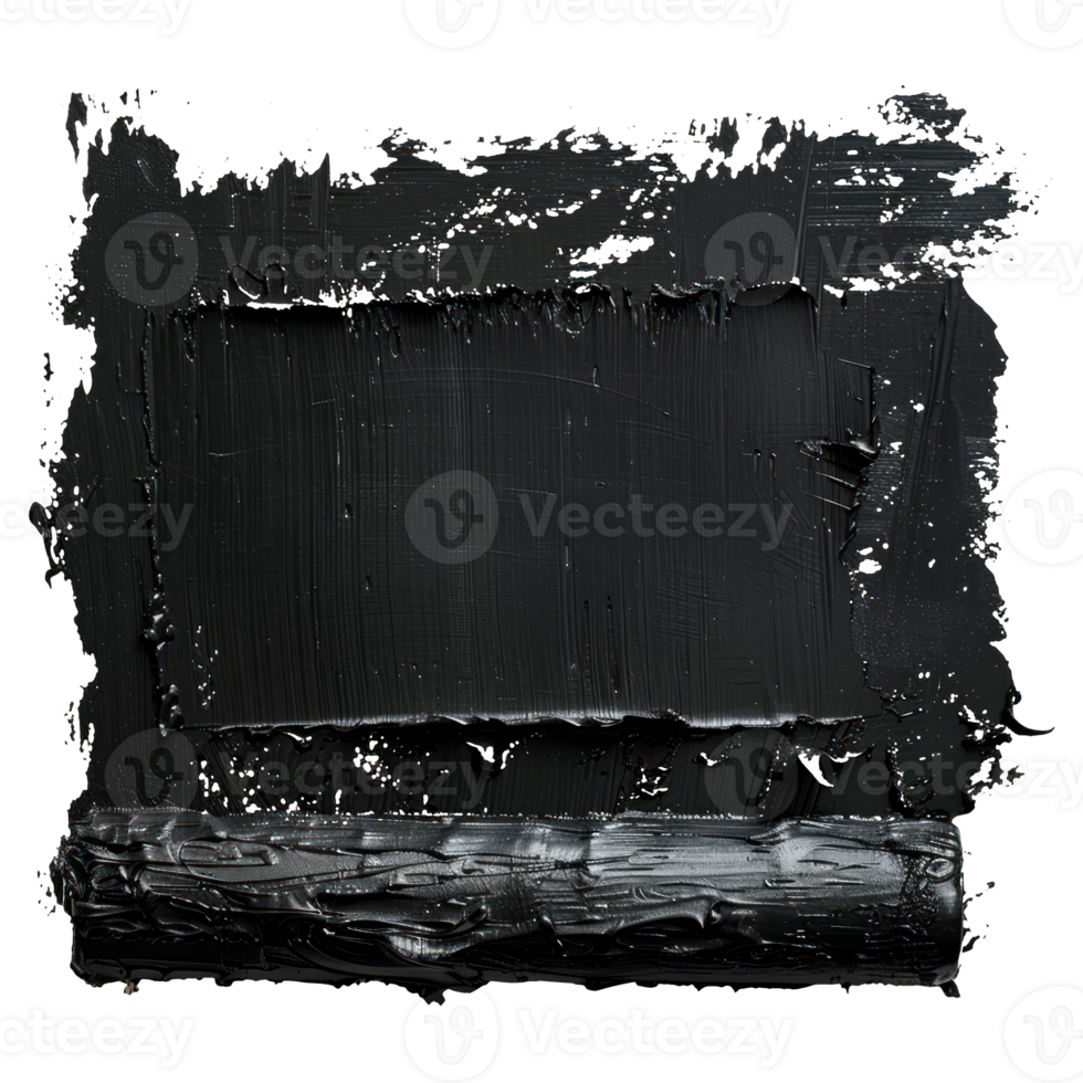 Black paint texture with brushstroke isolated on transparent background png