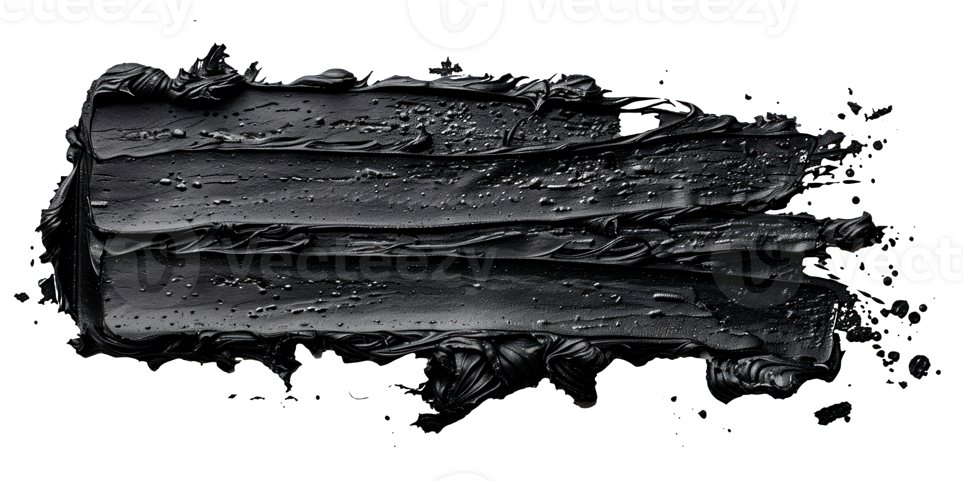Black paint texture on a transparent background for design use png