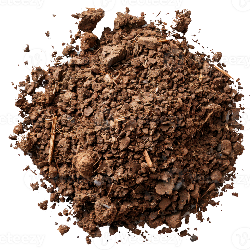 A pile of rich brown soil suitable for gardening and landscaping. png