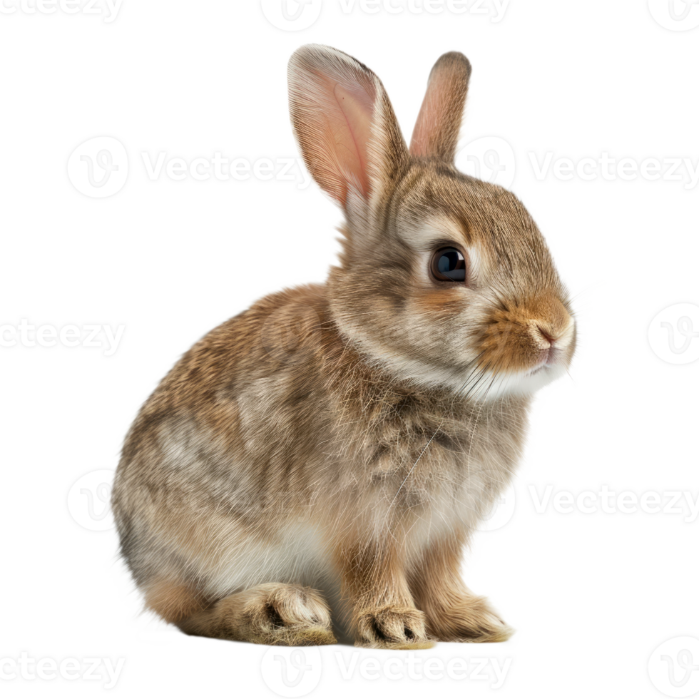 A cute rabbit sitting on a transparent background. png