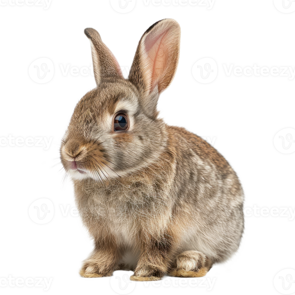 A cute rabbit sitting on a transparent background, ideal for animal lovers. png