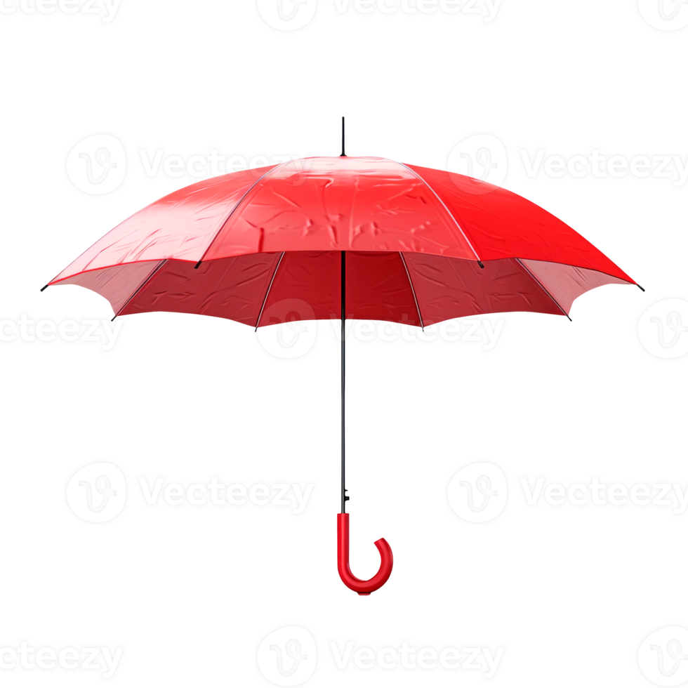 A vibrant red umbrella hanging with a unique hook design. png