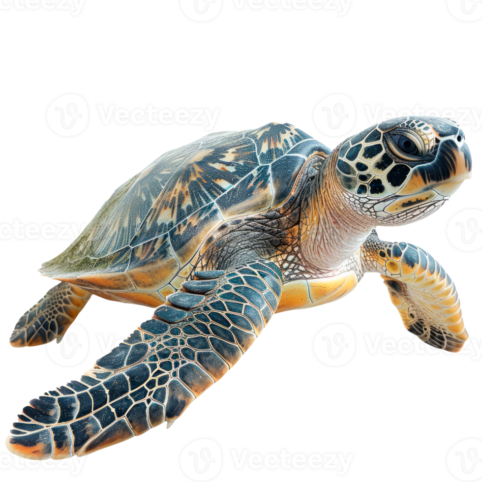 Realistic turtle swimming in the ocean showcasing marine wildlife png