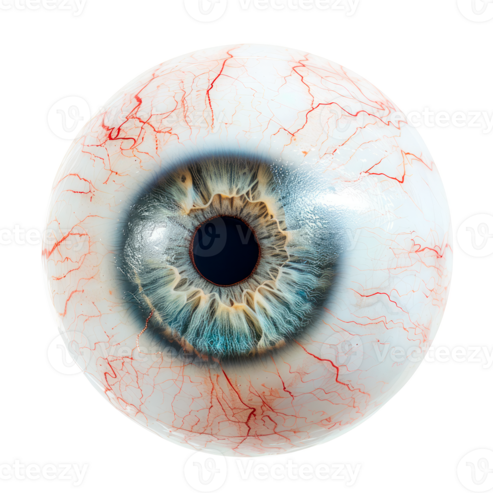 Realistic depiction of a human eye showcasing detailed iris and pupil. png