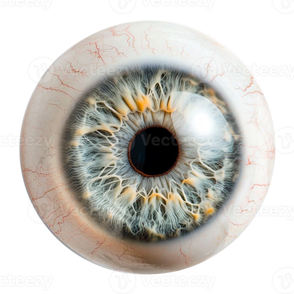 Closeup of a highly detailed human eye showcasing the iris and pupil. png