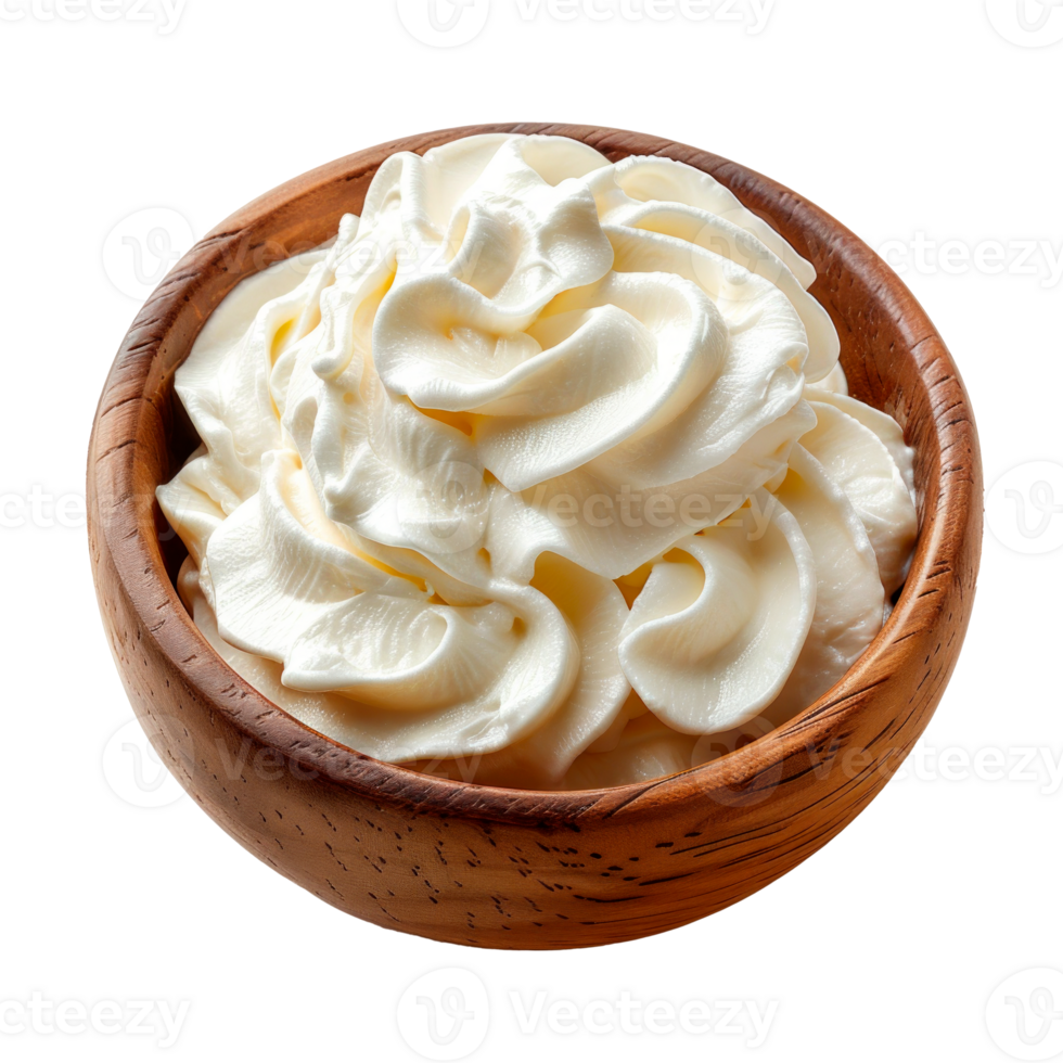 A bowl of fluffy whipped cream perfect for desserts and toppings png