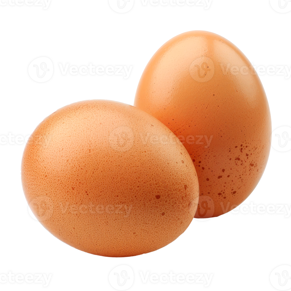 Two fresh organic brown eggs isolated on a transparent background png