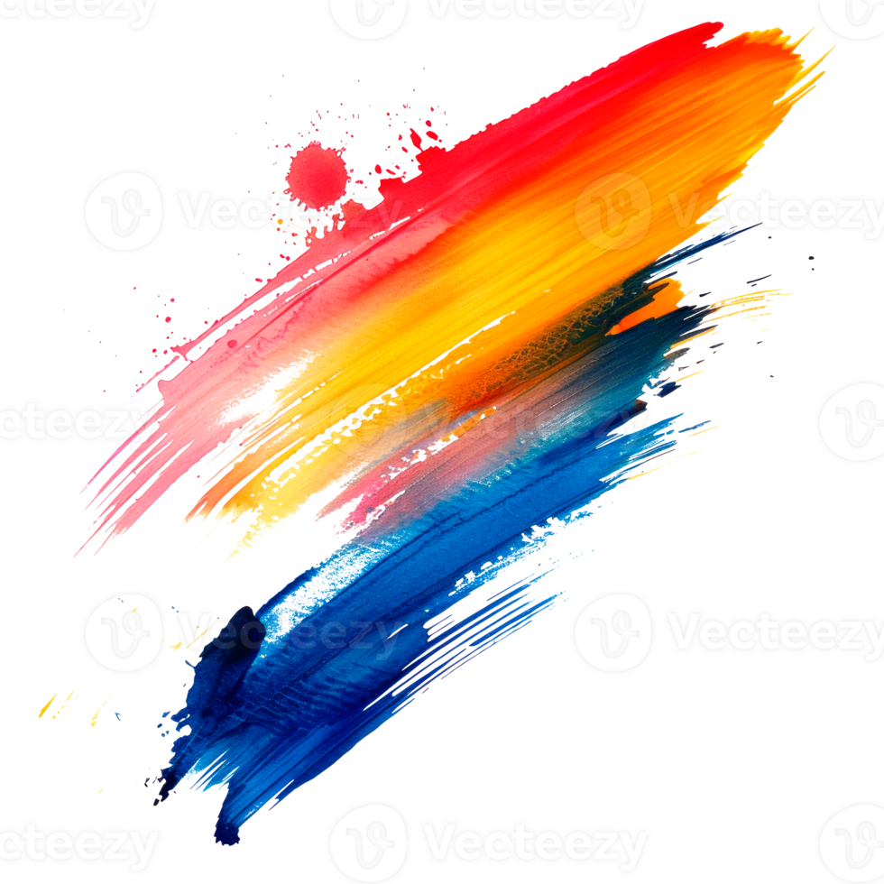 Vibrant abstract paint splash with colorful brushstrokes on a transparent background png