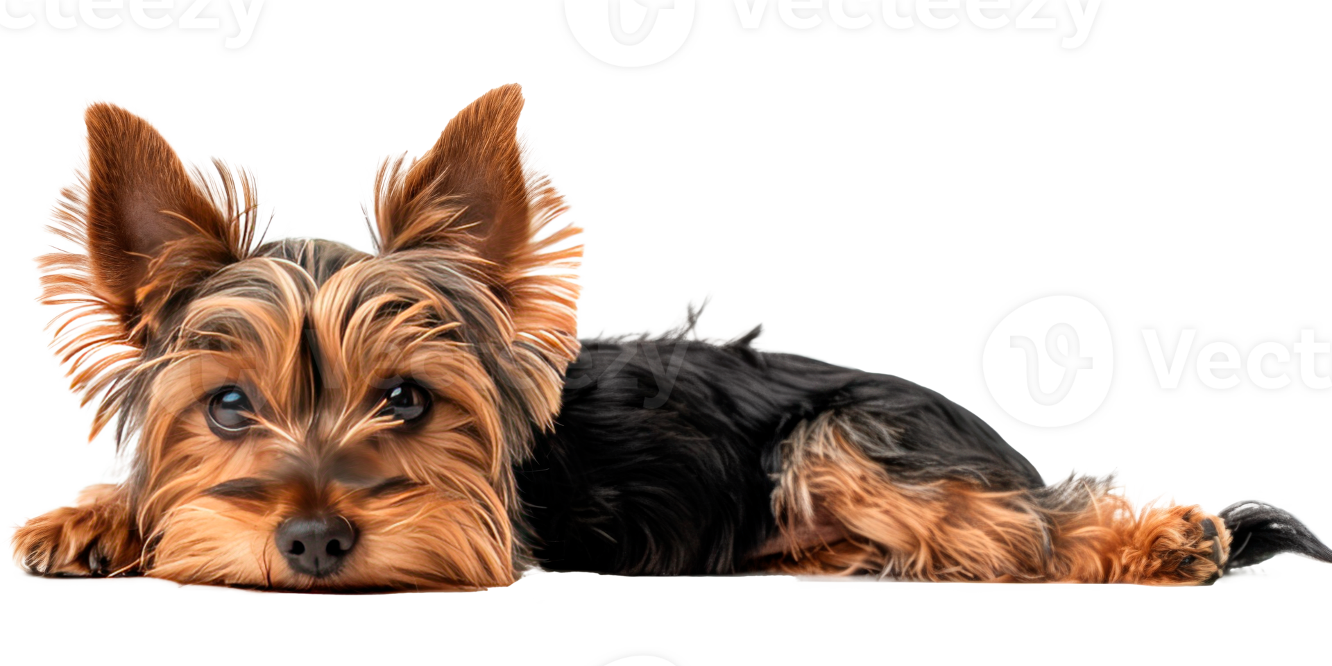 Cute Yorkshire Terrier dog sitting on a transparent background png
