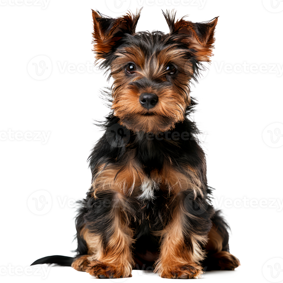 Cute Yorkshire Terrier puppy sitting isolated on a transparent background png