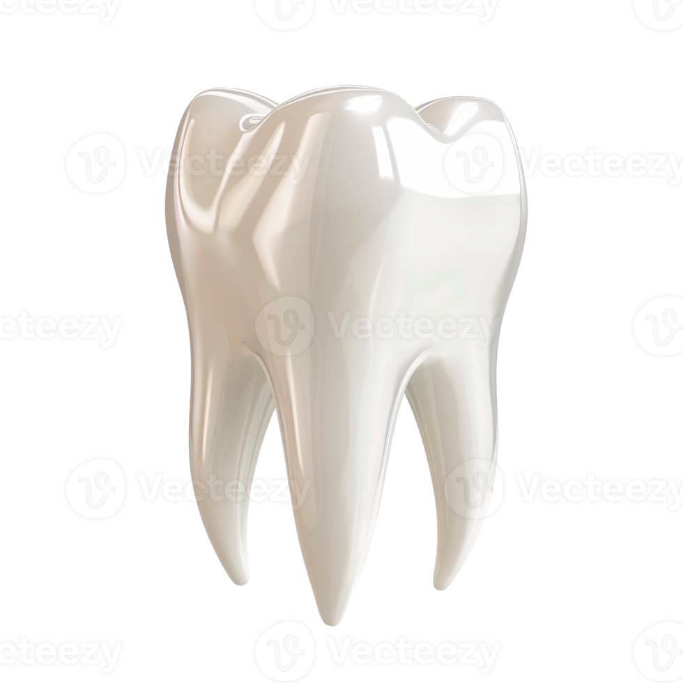A realistic 3D illustration of a white tooth on a transparent background png