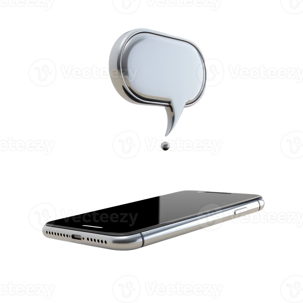 Smartphone with a speech bubble representing messaging and communication. png