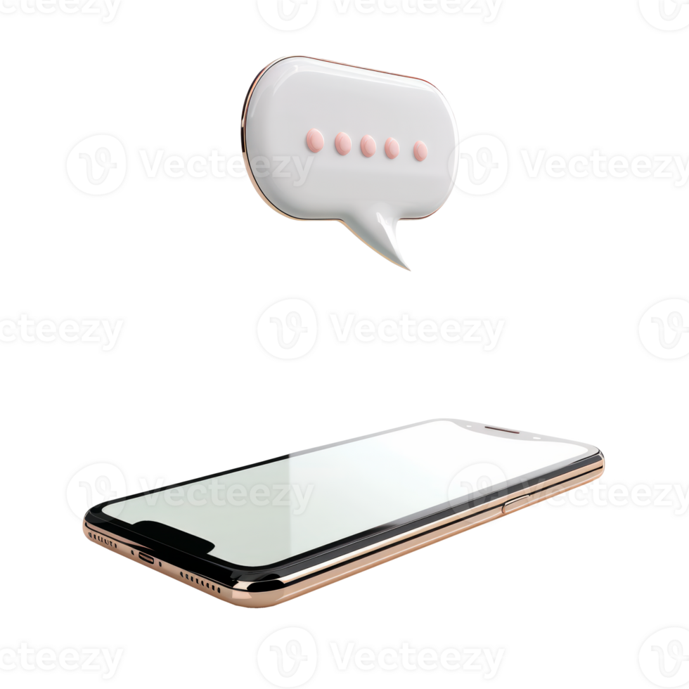 A smartphone with a chat bubble indicating message communication. png