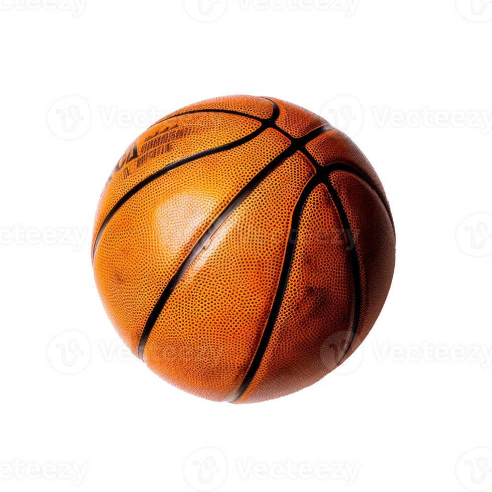 A close-up view of a basketball on a transparent background png