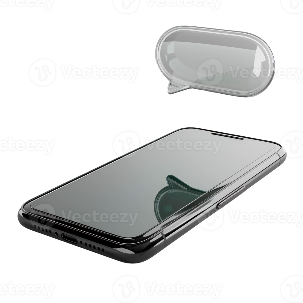 A smartphone with a speech bubble representing digital communication and messaging png