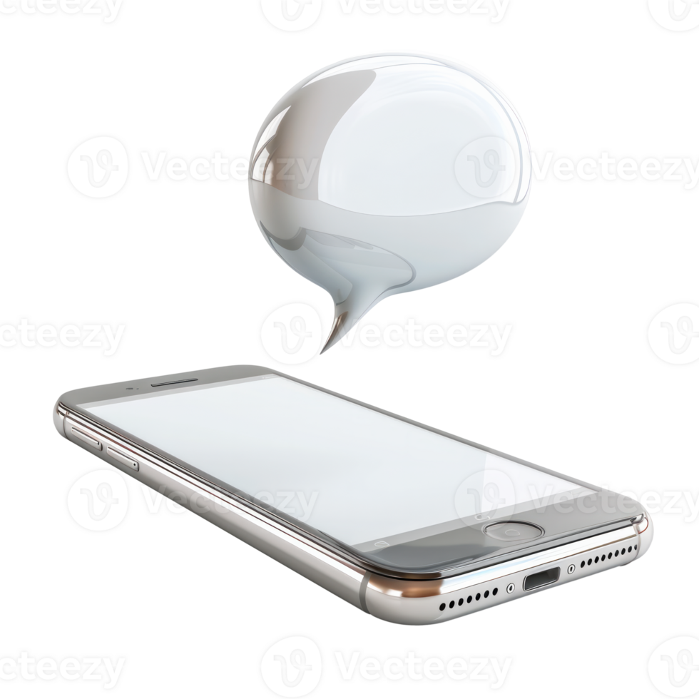 A smartphone with a speech bubble indicating communication and messaging. png
