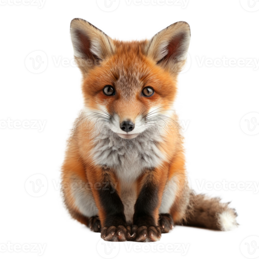 A cute fox sitting with a friendly expression on its face png