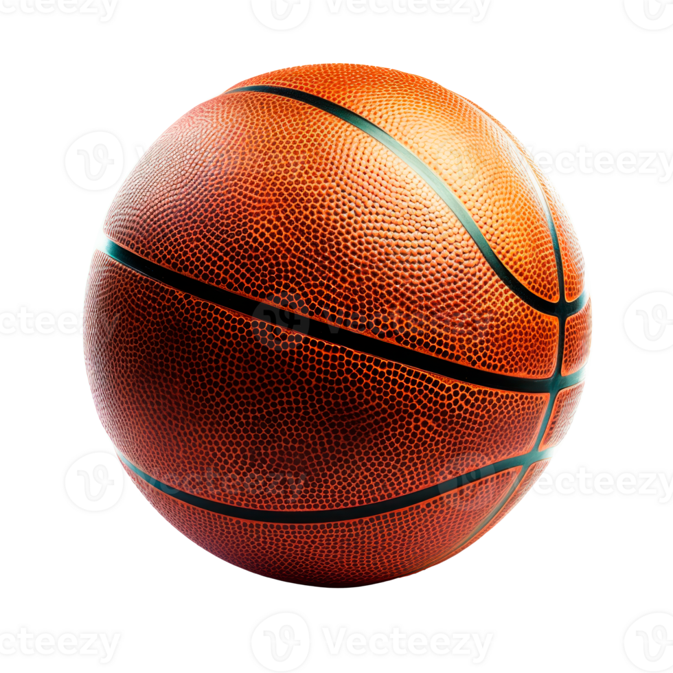 A realistic basketball isolated on a transparent background png