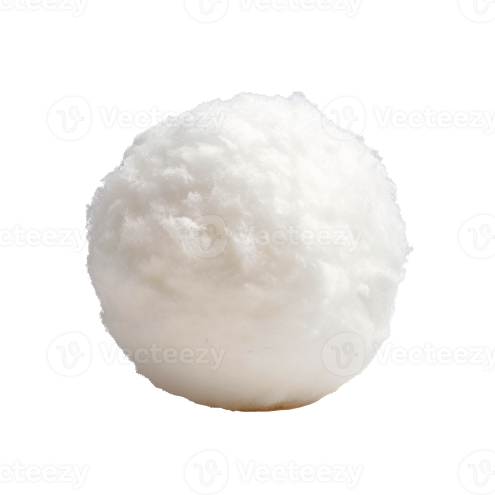 A fluffy white snowball isolated on a transparent background png