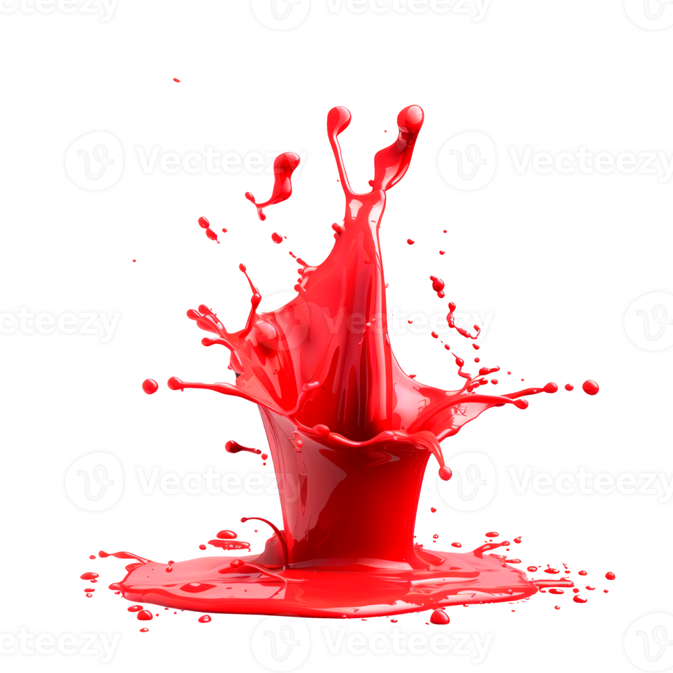 A dynamic red paint splash capturing motion and fluidity on a transparent background png