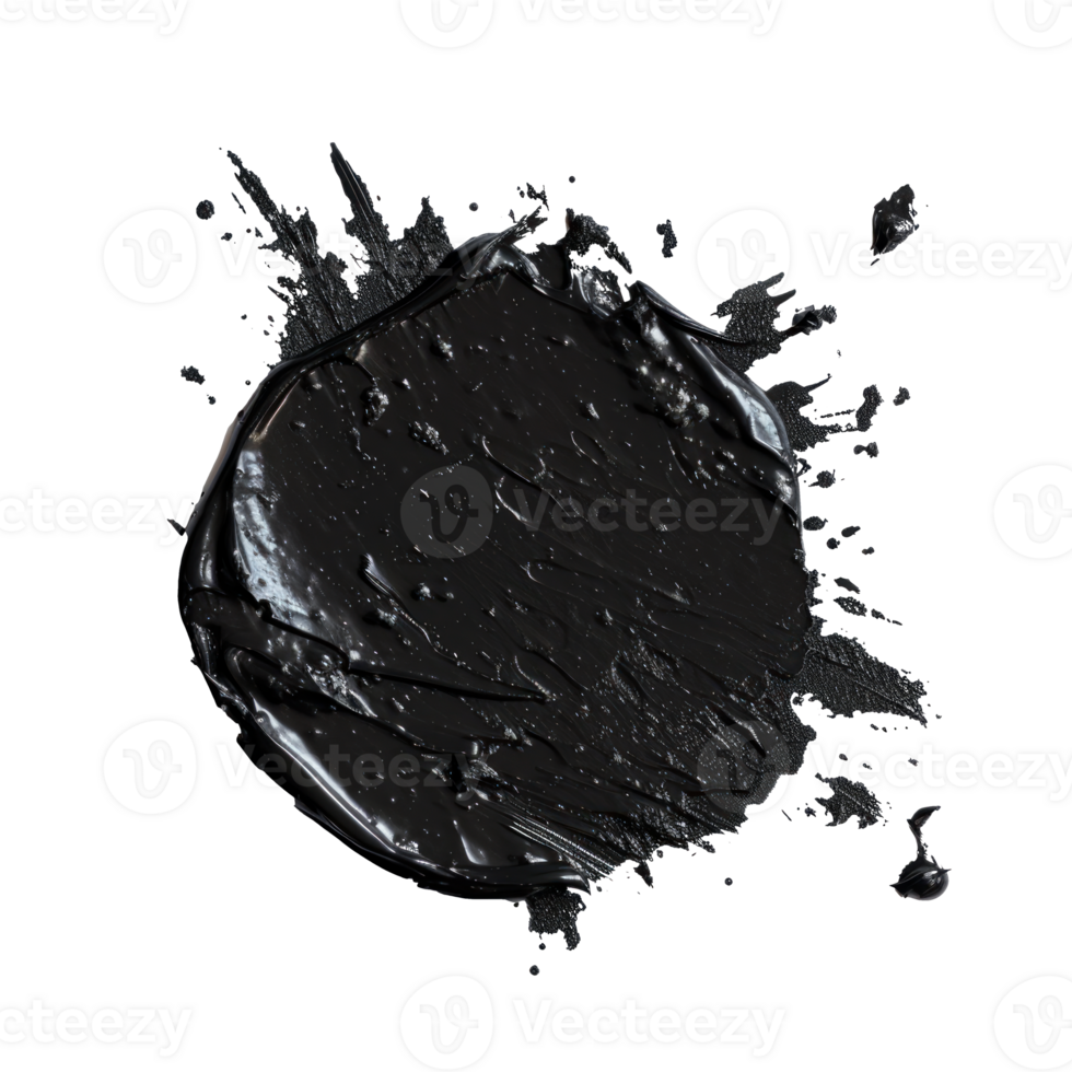 Black paint splash with texture isolated on transparent background png
