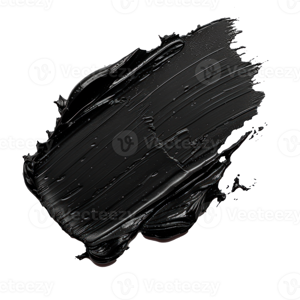 Black paint smear with smooth texture on a transparent background png