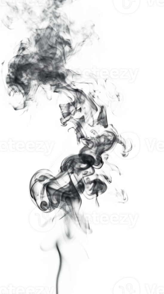Black and white abstract smoke swirl isolated on transparent background png
