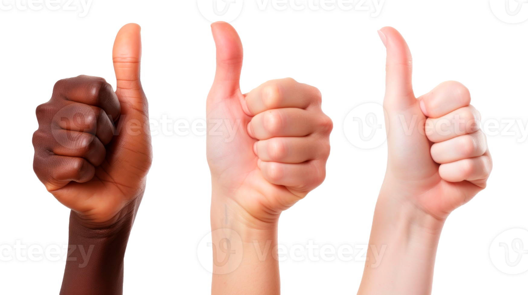 Three hands giving thumbs up symbolizing approval and positivity png
