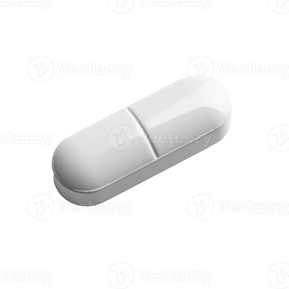 White pill on a transparent background for medical and pharmaceutical use png