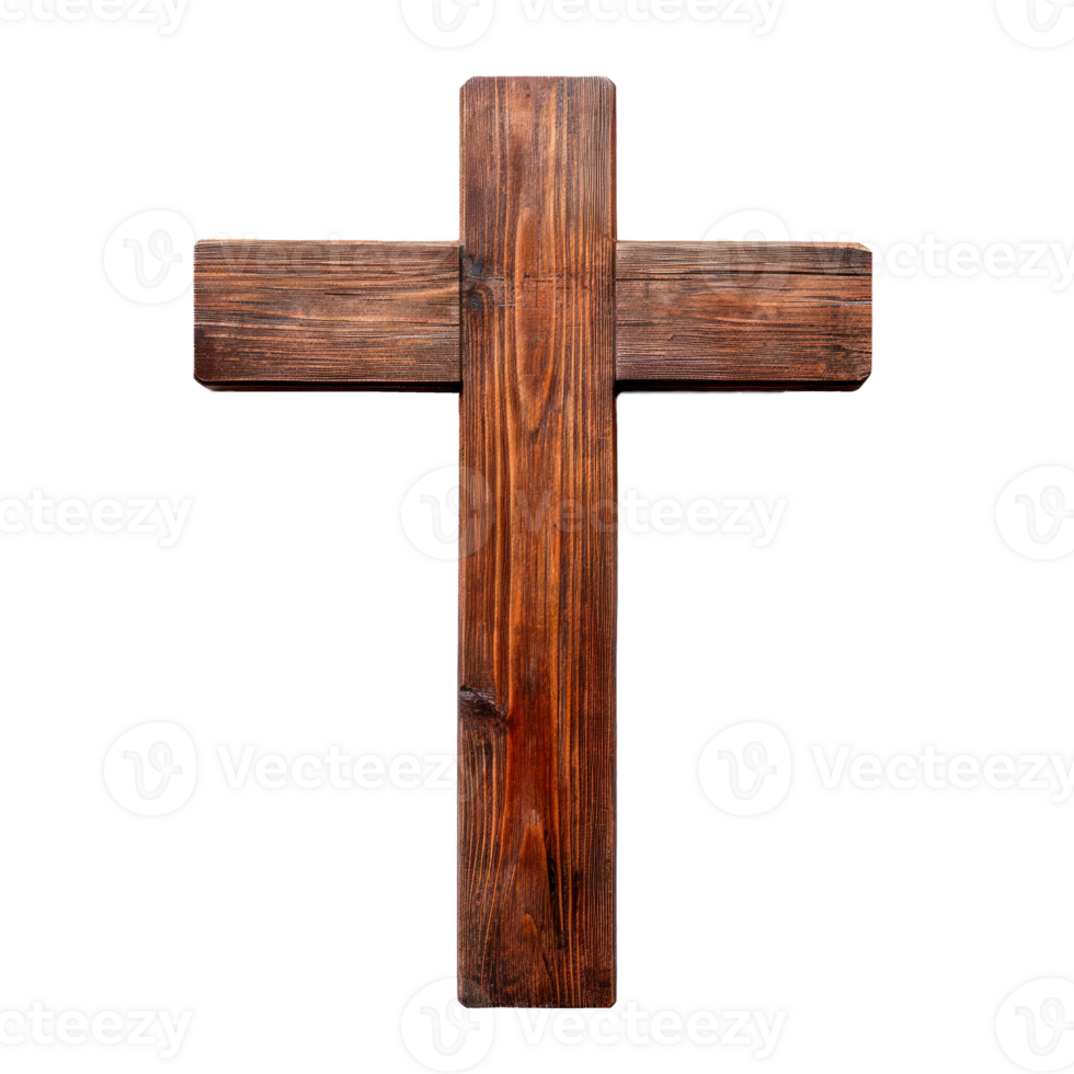 Wooden cross isolated on transparent background symbolizing faith and spirituality png
