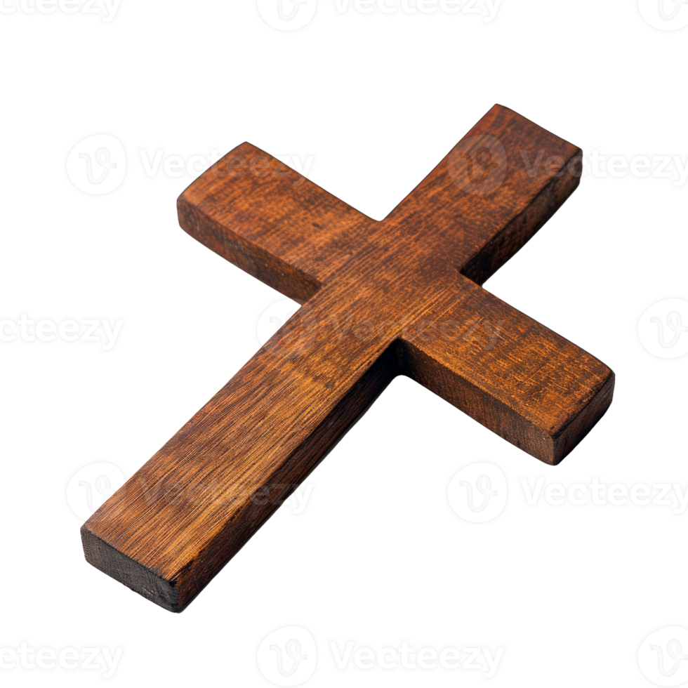 Wooden cross symbol representing faith and spirituality on a transparent background png