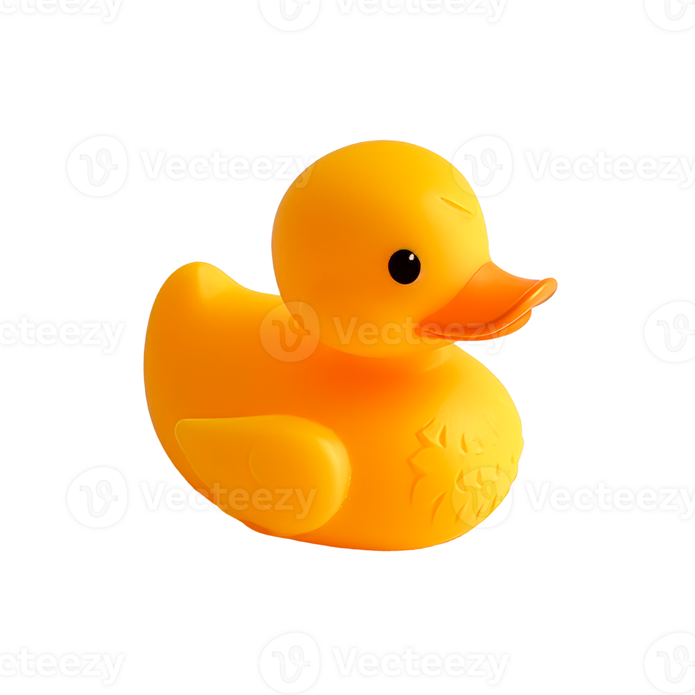 A cheerful yellow rubber duck toy for bath time fun. png