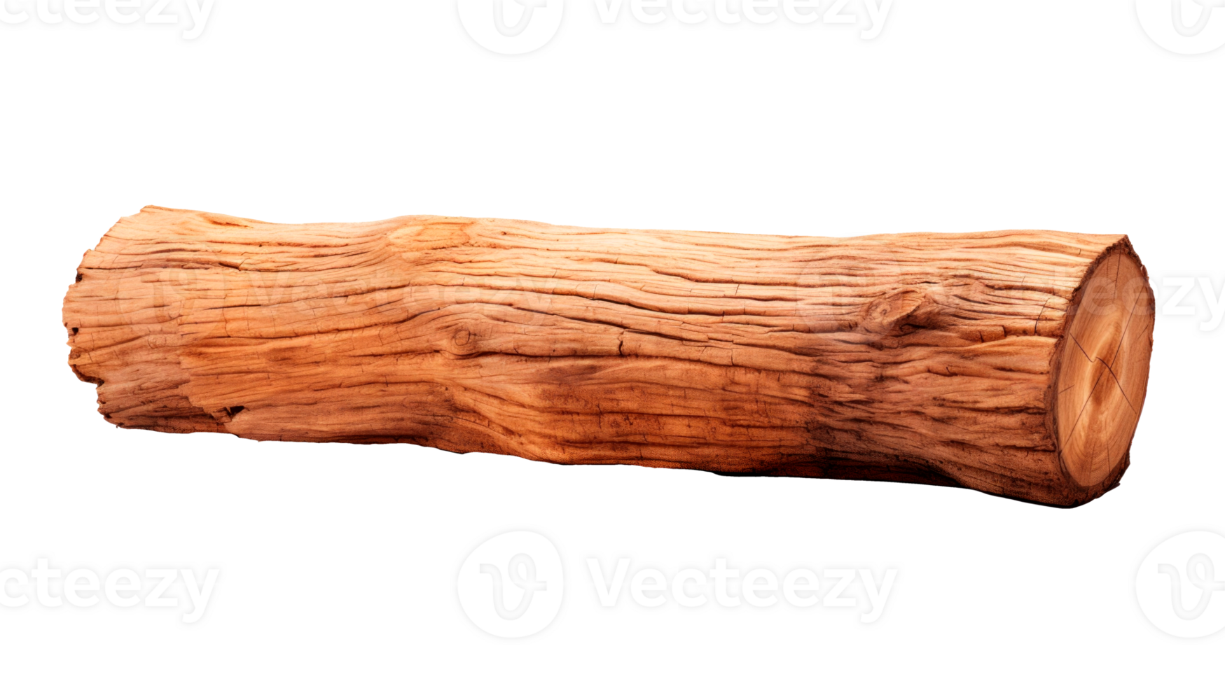 Isolated wooden log with natural texture on transparent background png