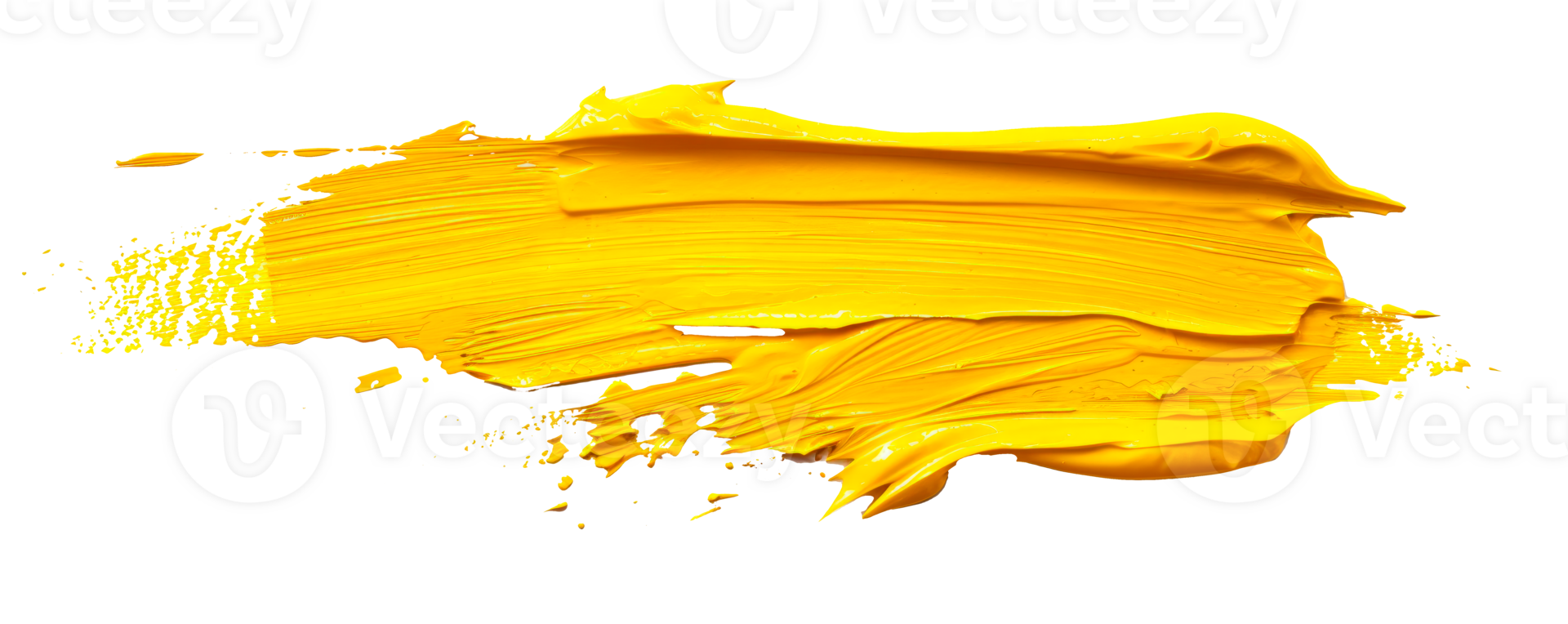 Yellow paint brushstroke on a transparent background for artistic design png
