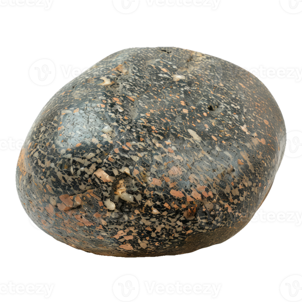A smooth black and brown rock with natural texture and patterns png