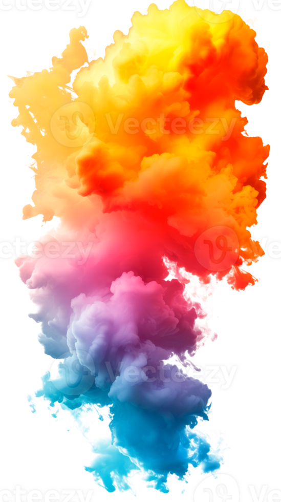 Colorful smoke cloud in vibrant hues of orange pink and blue. png