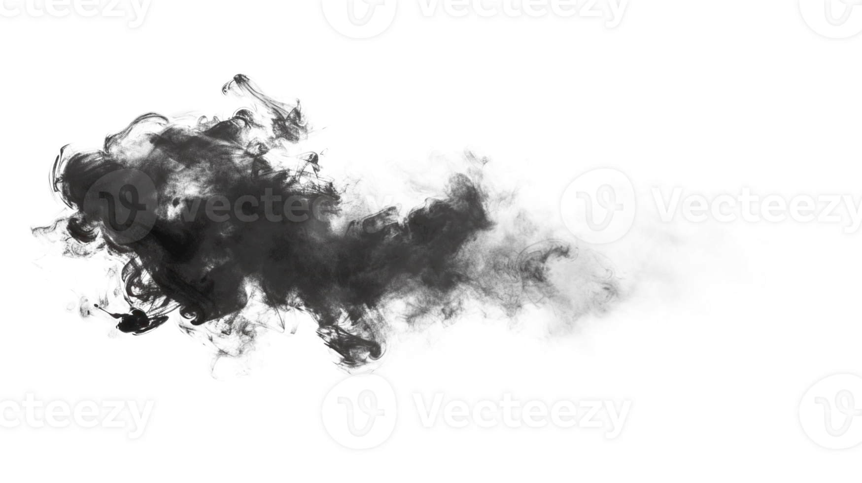 Abstract dark smoke cloud texture isolated on transparent background png