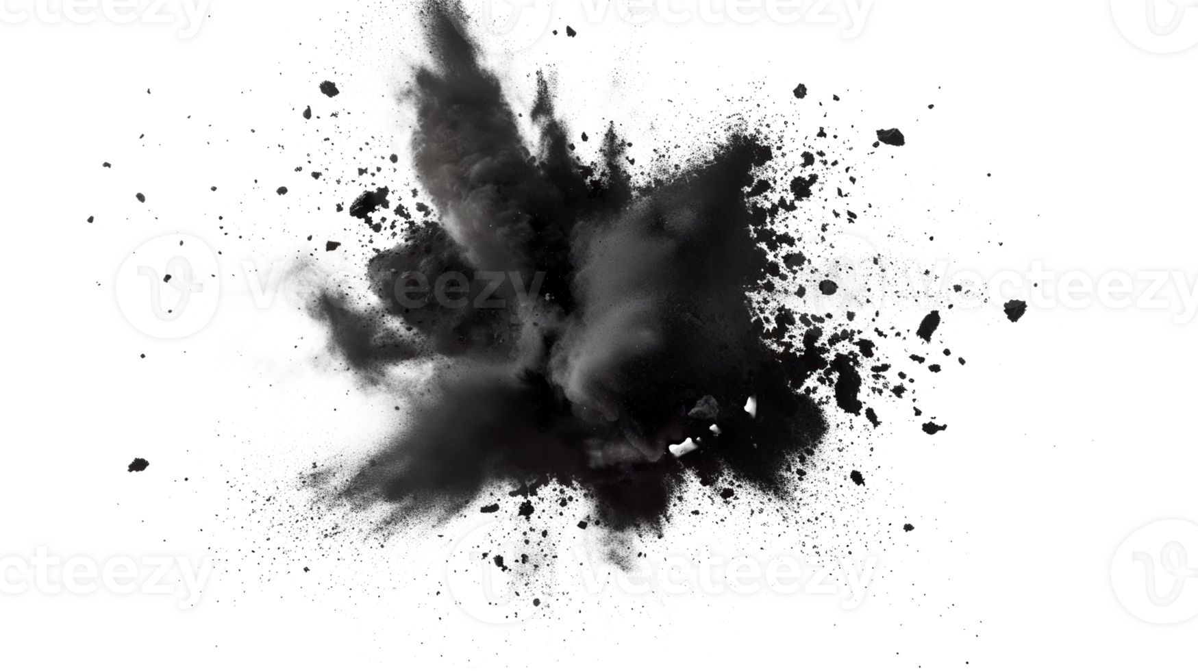 Black smoke cloud explosion on a transparent background for creative design png